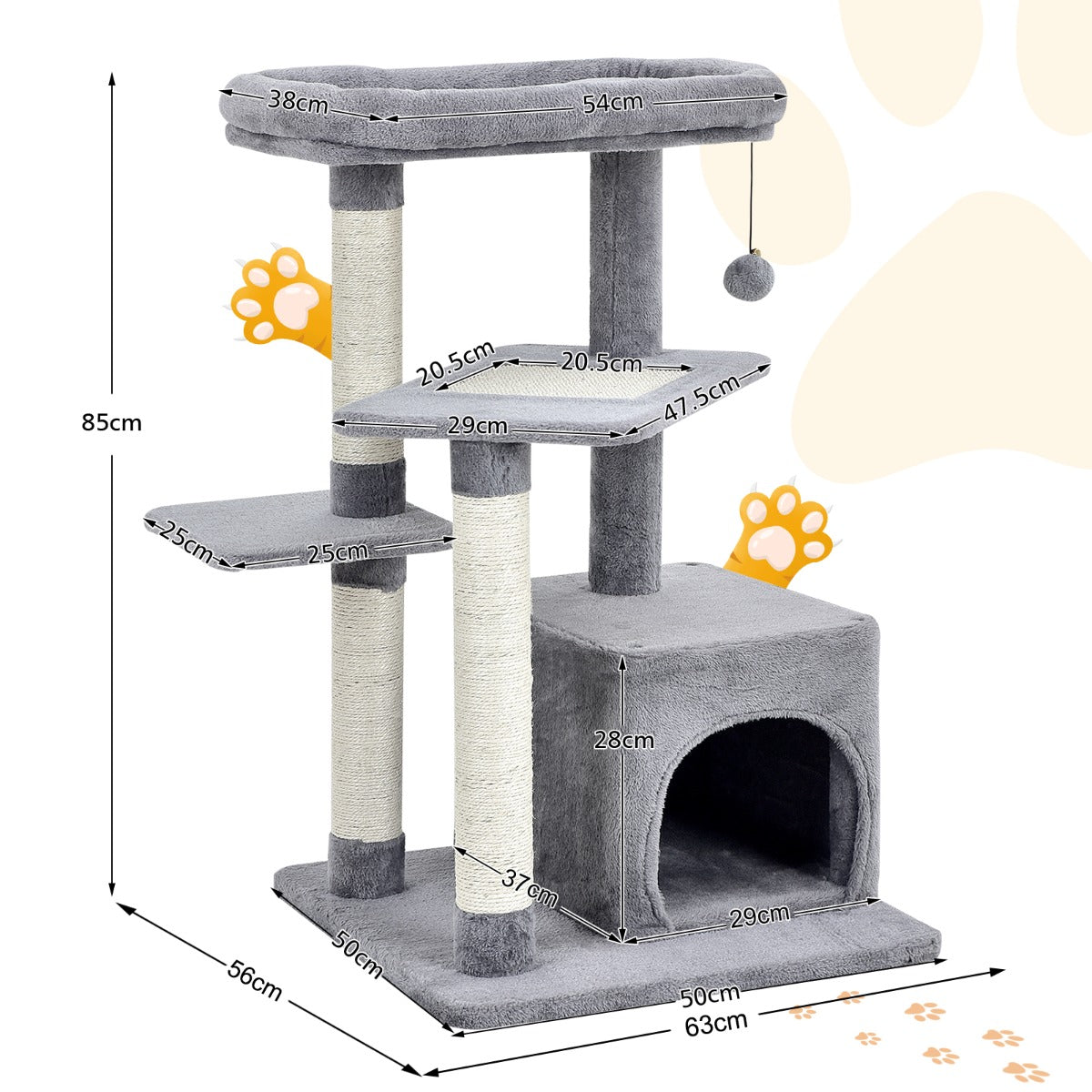 NNECW 4-Layer Cat Tree with Scratching Posts for pet-3