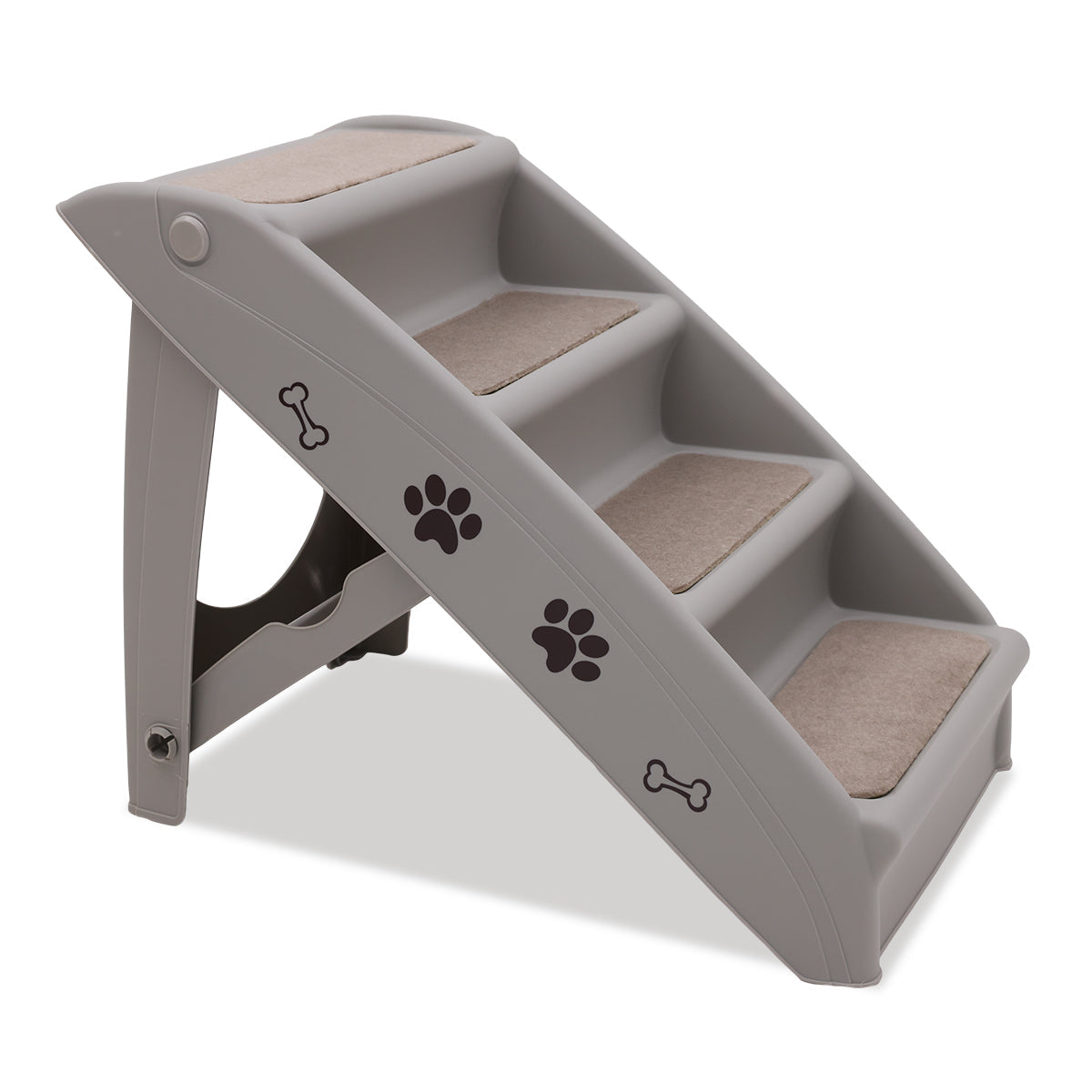 NNEDPE Foldable Pet Stairs in Grey - 50cm Dog Ladder Cat Ramp-2
