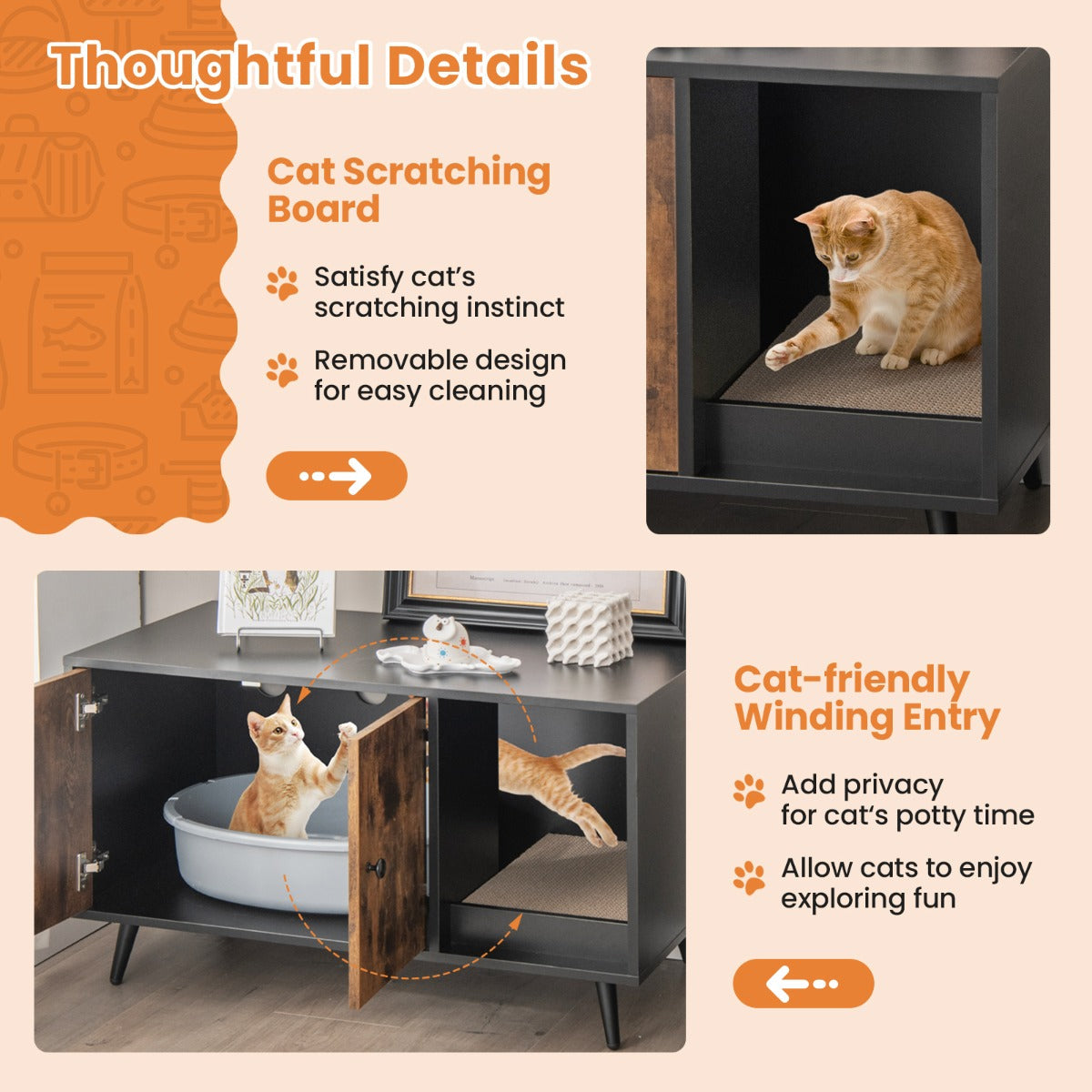 NNECW Modern Hidden Cat Litter Box Furniture for Indoor Cats-2